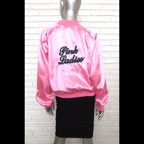 Pink Ladies Satin Jacket M Grease Bowling Bomber - Picture 1 of 7